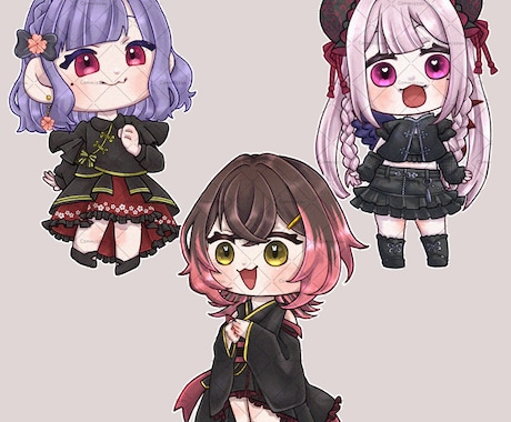 ２等身の立ち絵描きます かわいい２等身キャラをご要望の塗り方で作成！ イメージ2