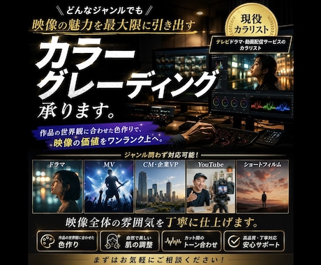 どんなジャンルでもカラーグレーディングします イメージ1