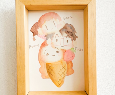 スイーツ似顔絵を作っています 家族でもりもりスイーツ！水彩の優しい色で甘く美味しくなぁれ イメージ2