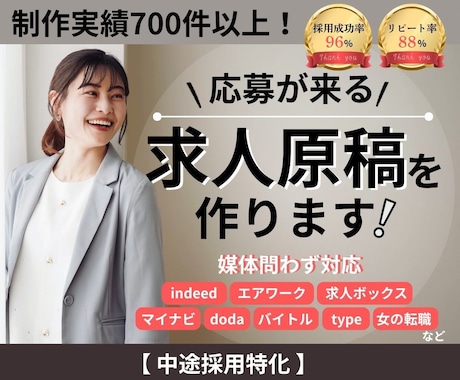 制作実績700件以上！応募が来る求人原稿を作ります 「出して終わり」の求人、見直しませんか？ イメージ1