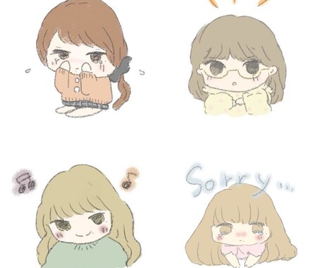 あなただけのオリジナルミニキャラお描きします 優しくて柔らかい穏やかな、ミニキャラ作りませんか？ イメージ2