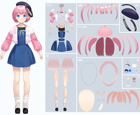 Vtuber用イラスト制作★キャラデザから承ります 著作権譲渡、丁寧なパーツ分け！別途料金にて三面図制作もOK！ イメージ2