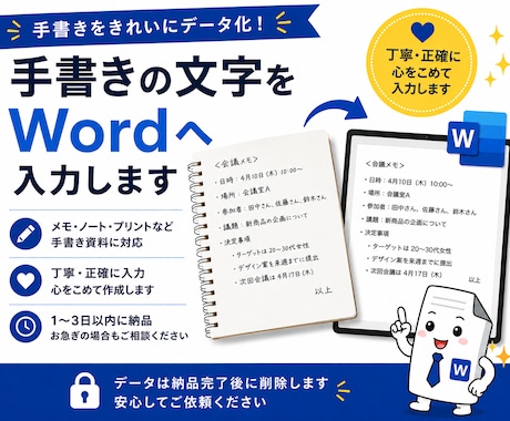手書き文字をWordへ入力します イメージ1