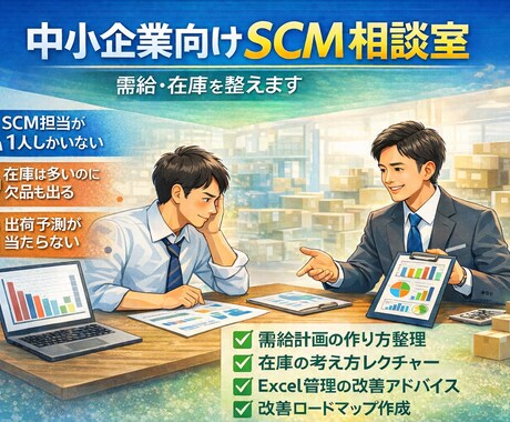 中小企業向けSCMのお困りごとお伺いします 商品需給の安定化、コスト削減、出荷予測の考え方整理など イメージ1