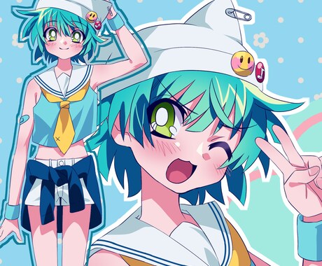 平成レトロな可愛いイラスト描きます アニメ塗りで懐かしさのある絵柄！ イメージ1