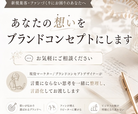 あなたの想いをブランドコンセプトにします 現役マーケターのファンを惹きつけるブランドコンセプト設計 イメージ1