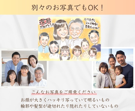 大人数•印刷可☆初依頼◎「家族の絆」お描きします 還暦や米寿、結婚記念日、退職祝いに感謝を届ける一枚 イメージ2