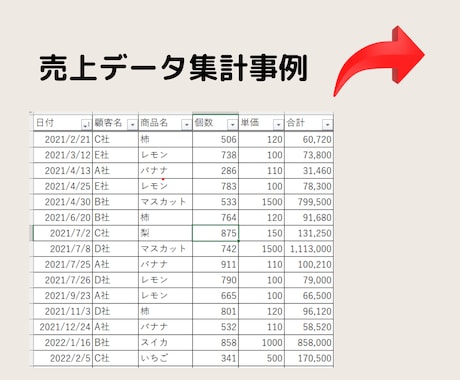 エクセル作業代行します データ整理・集計、表・グラフ作成、フォーマット作成・改善等 イメージ2