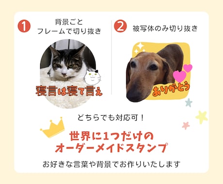 スマホ写真からオリジナルLINEスタンプ制作します 大切なペットのお写真を可愛くアレンジしてスタンプにします！ イメージ2