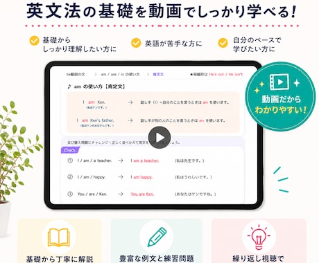 特典【基礎文法動画】付き⭐︎文法①の動画送信します イメージ1