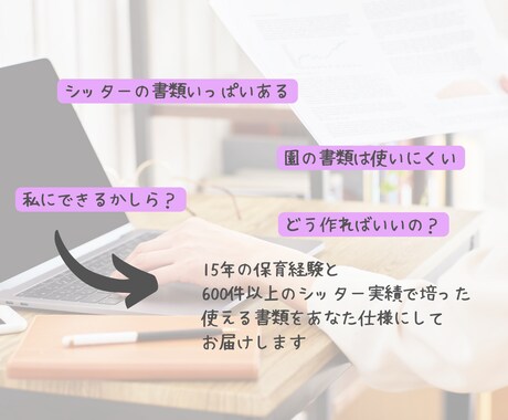 現役シッターが契約書類３点を一括作成します 15年の保育経験&600件以上のシッター実績で安心の書類を イメージ2