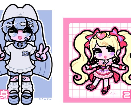 ポップでかわいい！ミニキャラ描きます 2〜3頭身選べます！SNSアイコン、グッズ、サムネイルにも！ イメージ2