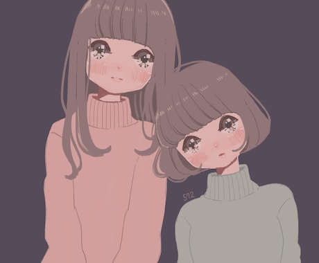 くすみ色・ふんわりとしたタッチの女の子描きます カットイラストなどのご依頼受付中 イメージ1