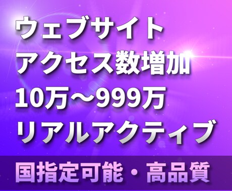 ウェブサイトのアクセス数10万～増やします 参照元URL・キーワード・国 指定可能！完全リアルアクティブ イメージ2