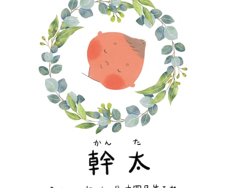 描きおろしのにがおえ命名書を作成します かわいい赤ちゃんの似顔絵イラストとお名前を描きおろします。 イメージ2