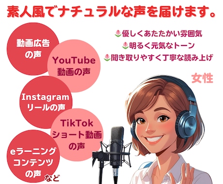 素朴でナチュラルな声、心を込めて届けます 聞く人の心にそっと届く、あたたかいナレーションを目指して イメージ1