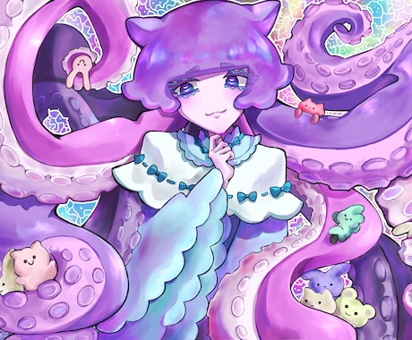ご要望に沿った可愛いイラスト、描きます SNSアイコン、歌ってみたサムネイル等に！丁寧に仕上げます♪ イメージ2