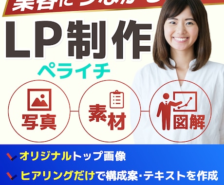 集客に繋がる文章と図解でペライチLP制作します ヒアリングで構成案から執筆・デザインまで！ イメージ1