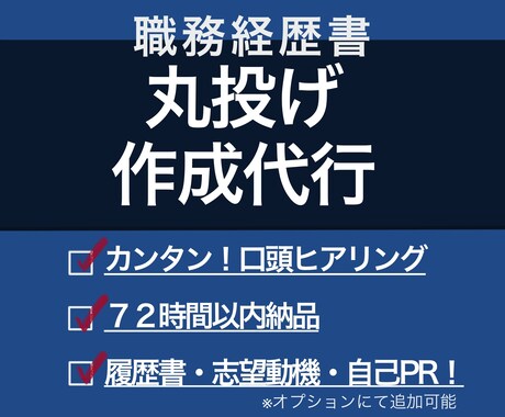 簡単発注！職務経歴書の作成代行いたします 口頭ヒアリングでゼロから作成！ イメージ1