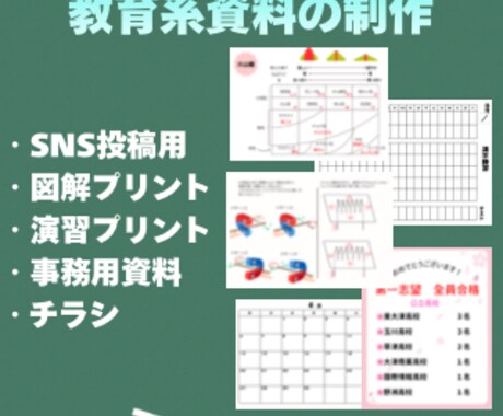 プロ講師が、教育系の資料を作成します 問題プリント、事務用資料、SNS用画像に！ イメージ1