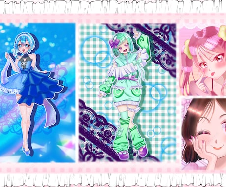 配信者様向け等身イラストを作成します 立ち絵、1枚絵、アイコンなんでもお任せください！ イメージ2