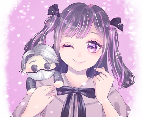 お気に入りのぬいとの夢絵描きます ぬいとの夢絵をお描きします。ぬいは女の子や動物でもOK！ イメージ1