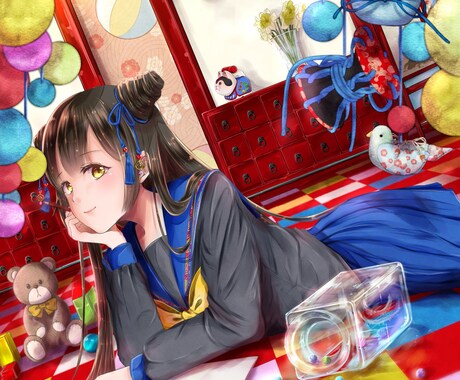 背景も描き込むコミック系の1枚イラスト描きます キャラクターを扱った可愛い世界を！！ イメージ1