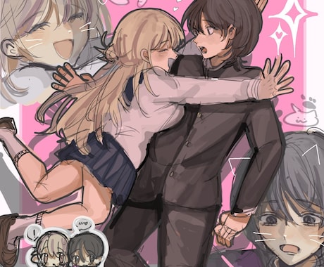 詰め込み可愛い夢絵描きます 2人の絡み絵欲しい人必見です！(版権