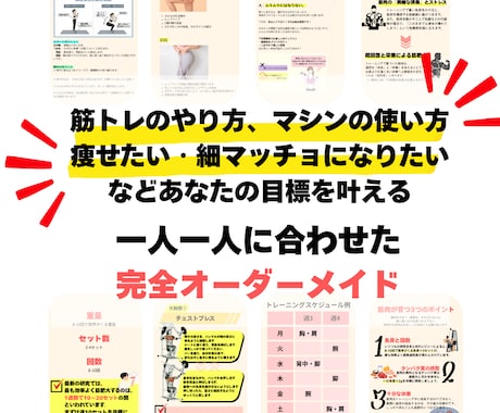 あなた専用の筋トレメニューを作成します ダイエットや細マッチョなど目的別に作成！アフターフォローも◎ イメージ2