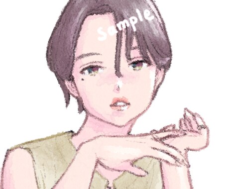 SNSアイコン制作します アナログ風のバストアップイラストです イメージ1