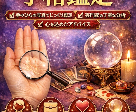 手相占いで性格・仕事・金運を総合鑑定します あなたの中にある可能性やあなたに必要なメッセージを、手相から イメージ2
