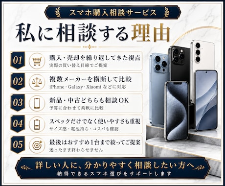 スマホ購入で予算や用途に合う機種をご提案します 予算や用途に合わせて、失敗しにくいスマホ選びをお手伝いします イメージ2
