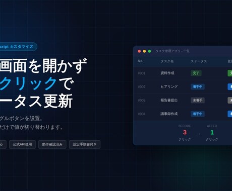 kintone　一覧画面にトグルボタンを設置します 編集画面を開かずワンクリックでステータス更新 イメージ1