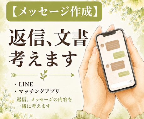 恋するあなたへ。メッセージや返信を、一緒に考えます お電話が苦手な方も安心♪あなたのペースで優しく寄り添います。 イメージ1