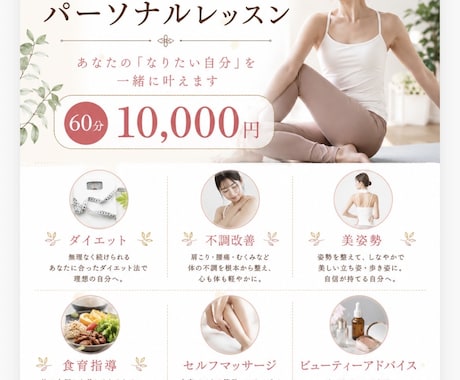 プロのパーソナルレッスンをします パーソナルトレーナー、ヨガインストラクター歴10年が指導！ イメージ1