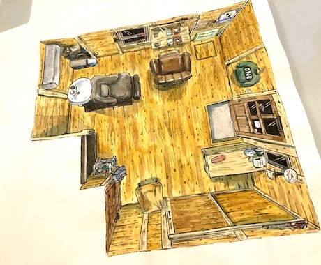 店舗イラスト!真上からの視点で描きます 絵ならではのアングルでチラシやホームページなどの宣伝用に イメージ1