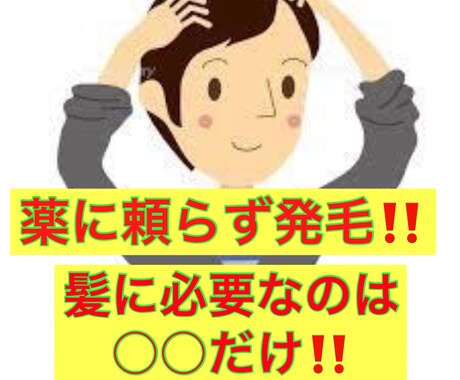 薬に頼らず抜け毛、薄毛を克服した発毛方法教えます ・発毛に必要なのは○○と○○！薄毛の対処は1日も早めが鍵！ イメージ1