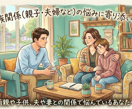 家族関係(親子・夫婦など)の悩みに寄り添います 両親や子供、夫や妻との関係で悩んでいるあなたへ イメージ1