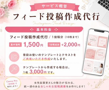 Instagramの投稿画像を制作し					ます ターゲットに刺さるフィード投稿を丁寧に作成いたします イメージ2