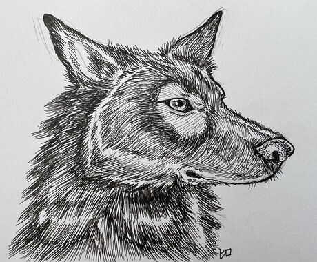 モノクロペンで描く、犬専門の似顔絵描きます 大切なご家族をペン画で一枚一枚、心を込めて手描きします。 イメージ2