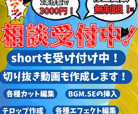 気持ち伝わるカット編集・字幕作成、承ります YouTube・SNS向け動画編集、数名で丁寧に承ります。 イメージ2