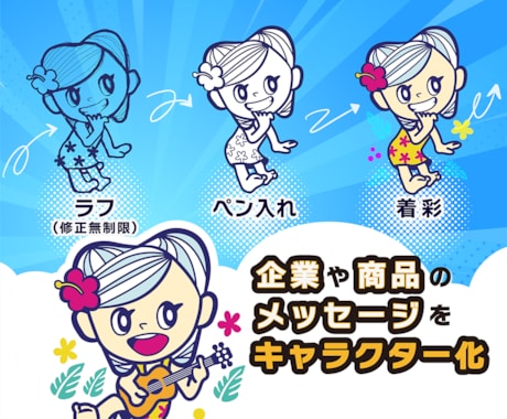 企業・商品むけのオリジナルマスコットキャラ描きます 広報・SNS・印刷物にも使いやすい表情豊かな正面キャラ イメージ2