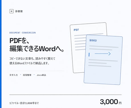 PDFを編集できるWordへ文字入力します イメージ1