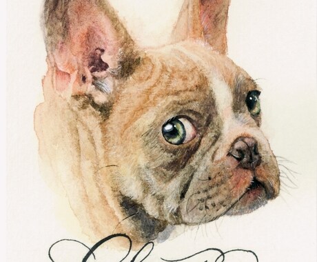 名前入り┊おしゃれなペットの似顔絵を水彩で描きます ┊犬・猫・うさぎ・小動物・鳥さんもOK ┊原画納品 イメージ2