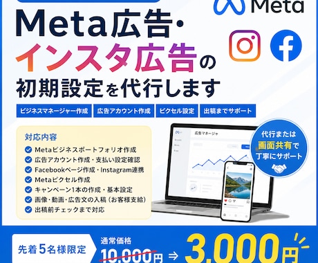 Meta広告の初期設定を代行・サポートします 初めてでも安心｜広告アカウント作成から出稿まで丁寧にサポート イメージ1
