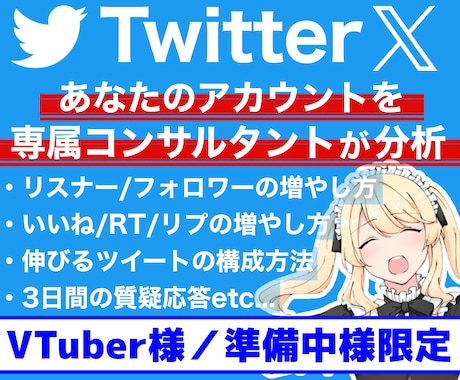 VTuber専用！Twitter,Xコンサルします 準備中様やVライバー様も◎必要な運用等３日間解説！質疑応答◎ イメージ1
