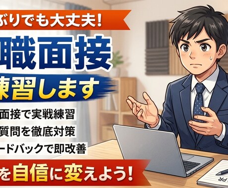 久しぶりの面接が不安な方｜模擬面接＋FBします 「何を聞かれる？どう答える？」久しぶりの面接でも安心！ イメージ1
