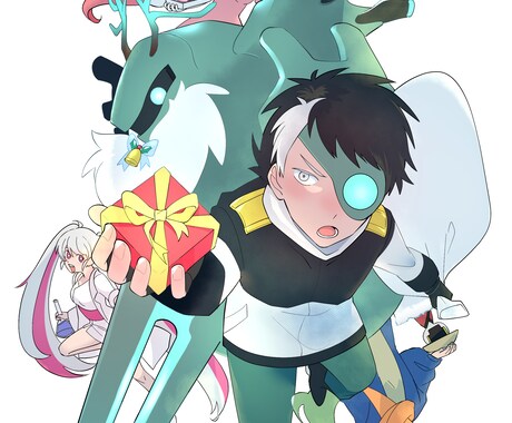 人間とモンスター・人外のペアイラストお描きします 自慢のキャラクターとモンスターの絆を深めるきっかけに イメージ2