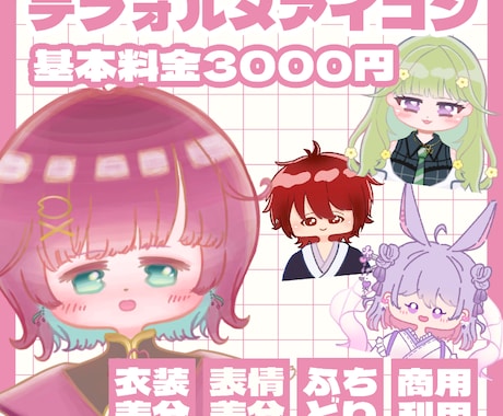 デフォルメアイコン制作します シンプルで可愛いデフォルメアイコンです イメージ1