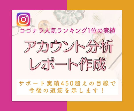 プロがインスタアカウントを分析！レポート作成します 300アカウント超の運用経験からインスタ迷子を救い出します！ イメージ1
